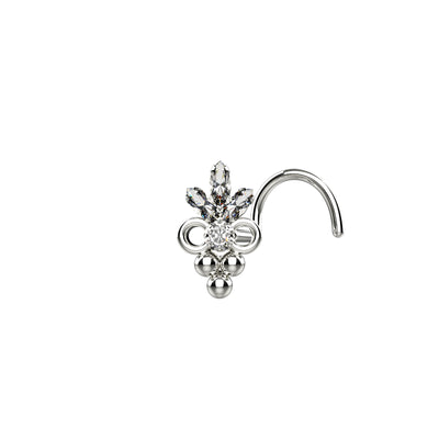 CZ Gold Plated Beaded End Nose Pin