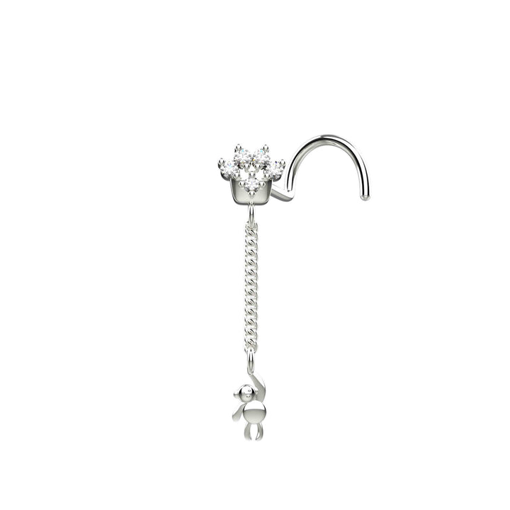 white gold silver nose stud