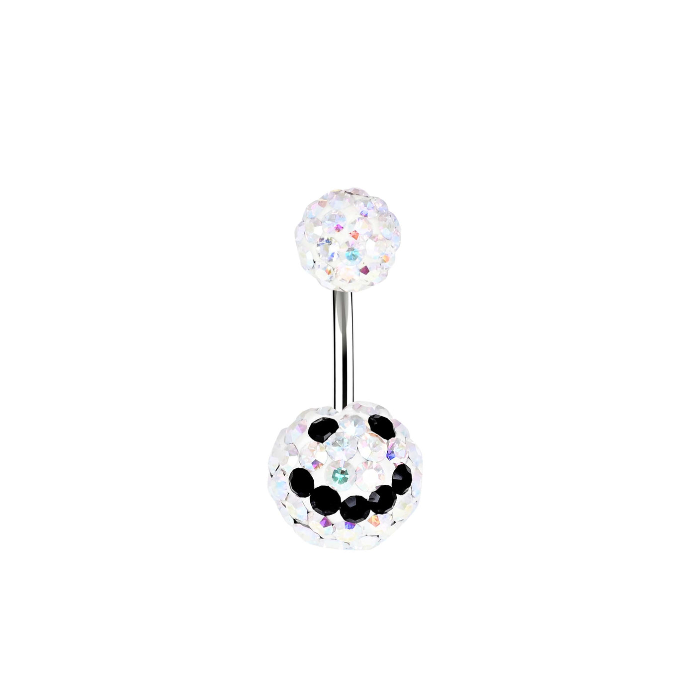 Curved Barbell Crystal Ball Smiley Belly Stud