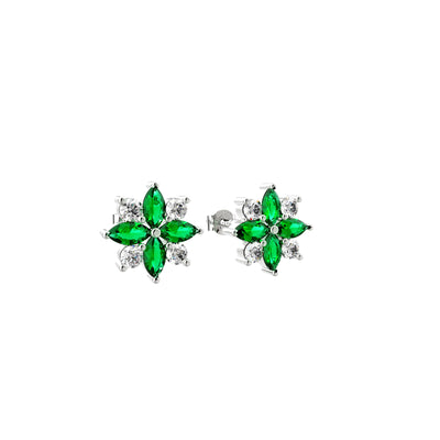 Floral Stud In Emerald Gems Earrings