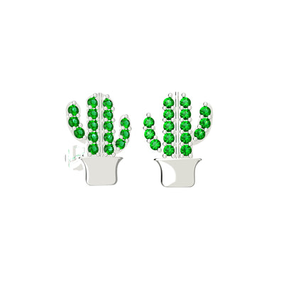 Emerald Cactus Ear Studs Jewelry