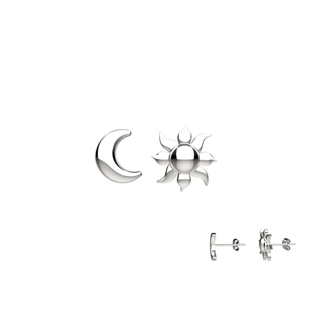 Sun Moon Earrings Studs