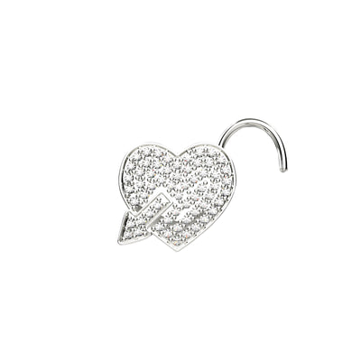 Cupid's Arrow With Heart Micro CZ Gold Nose Stud
