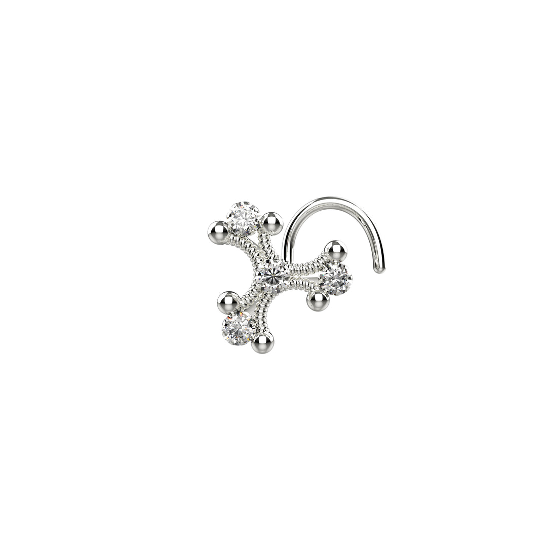 stylish ethnic silver nose piercing