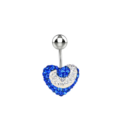 Blue Heart CZ Stone Belly Button Ring