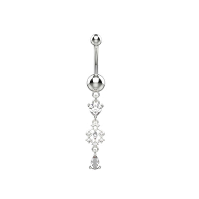 14k Gold Finish Crystal Belly Button Ring
