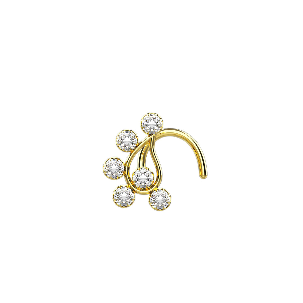 Paisley gold corkscrew nose stud