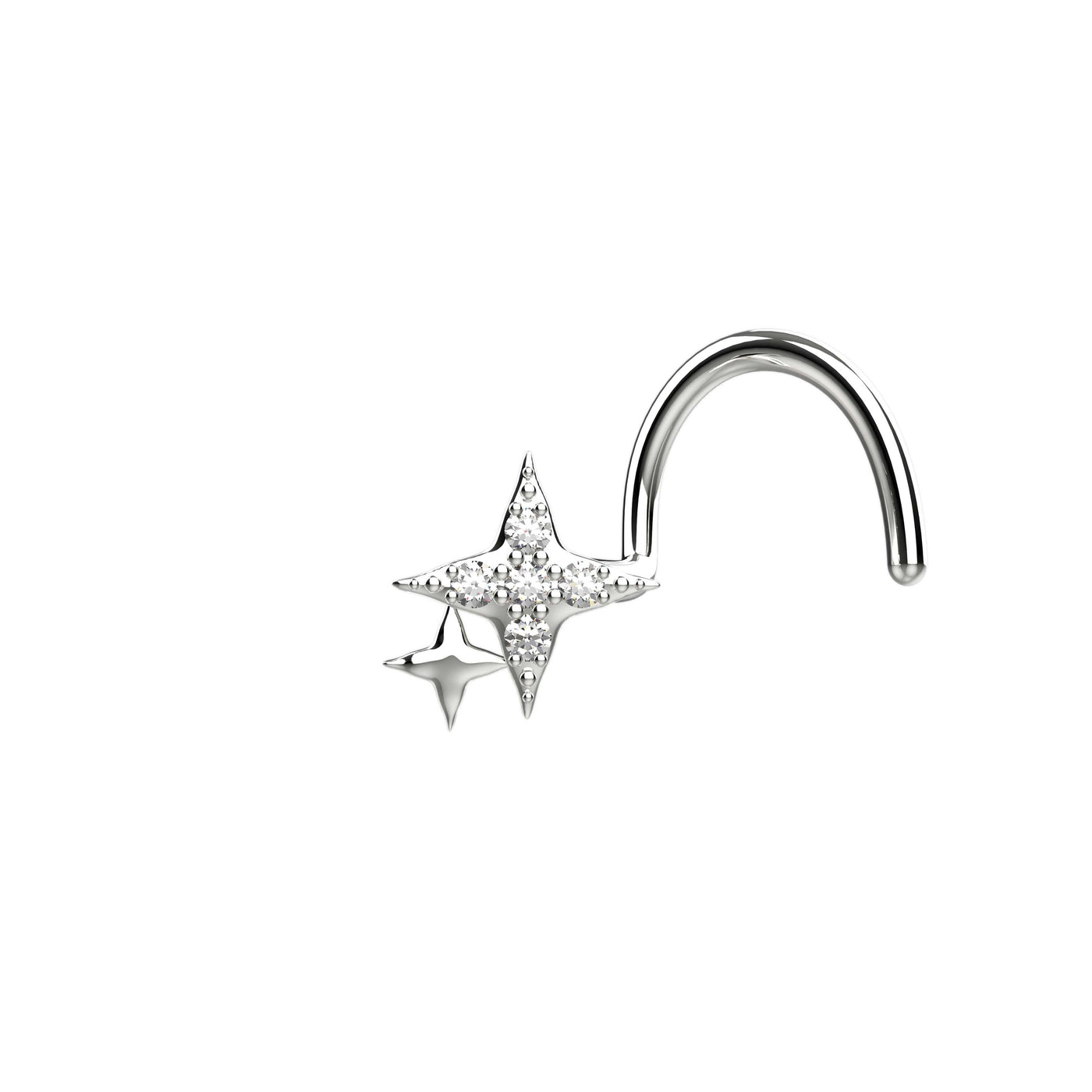 Nose ring silver with cz gems 
