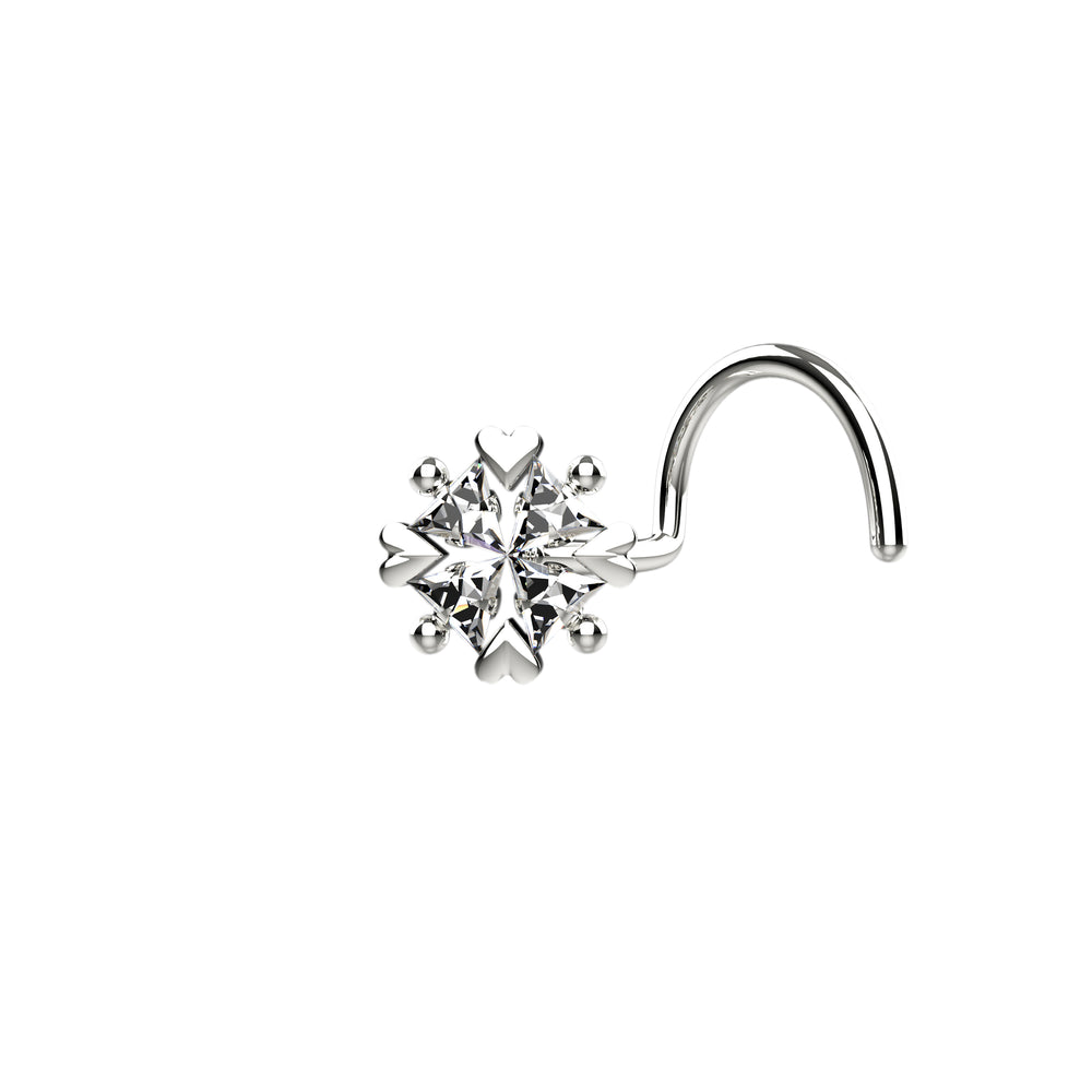 Gold floral nose piercing