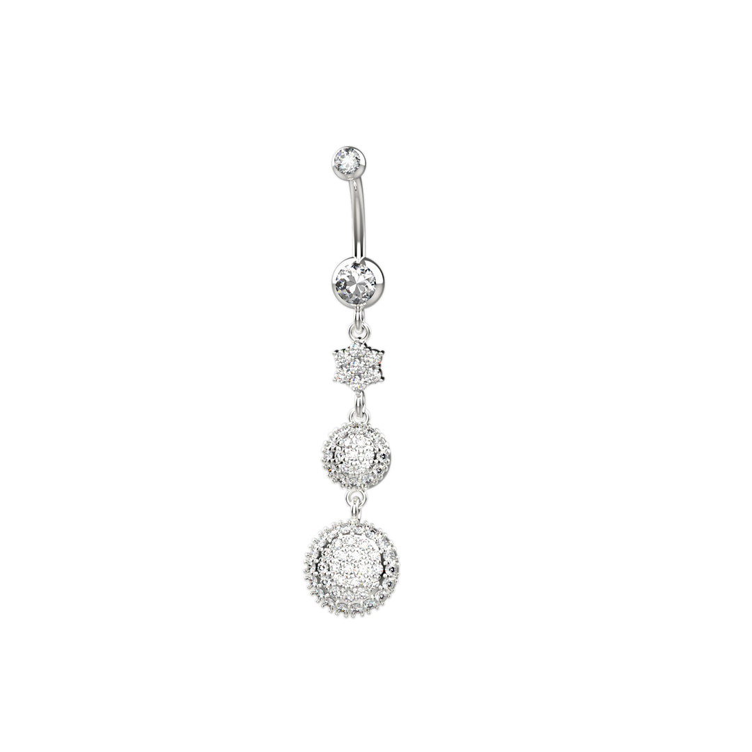 Crystal Gems Double Round Belly Button Ring