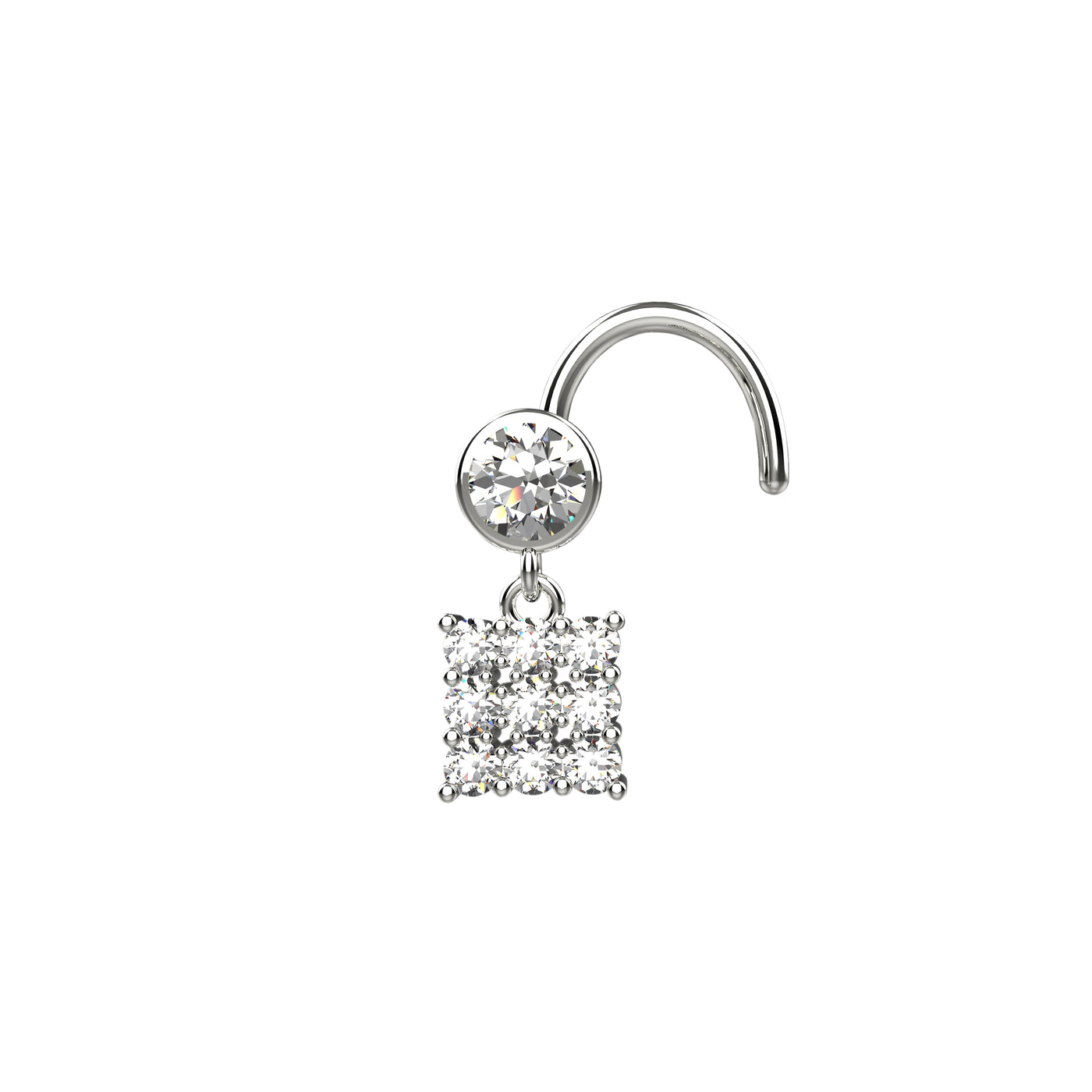 crystal clear gemstone nose pin