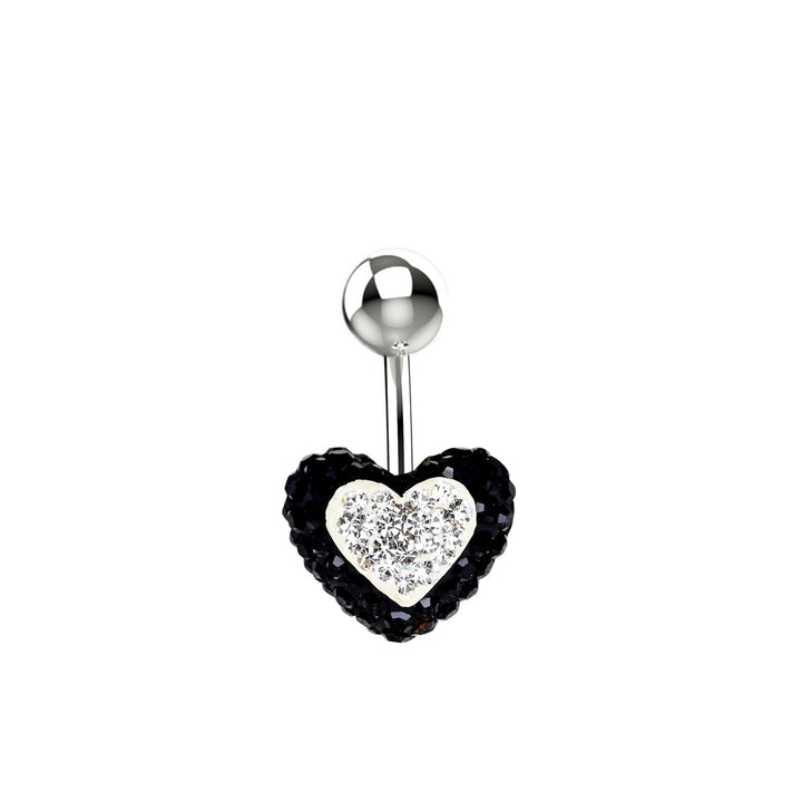 Black Heart CZ Belly Button Ring