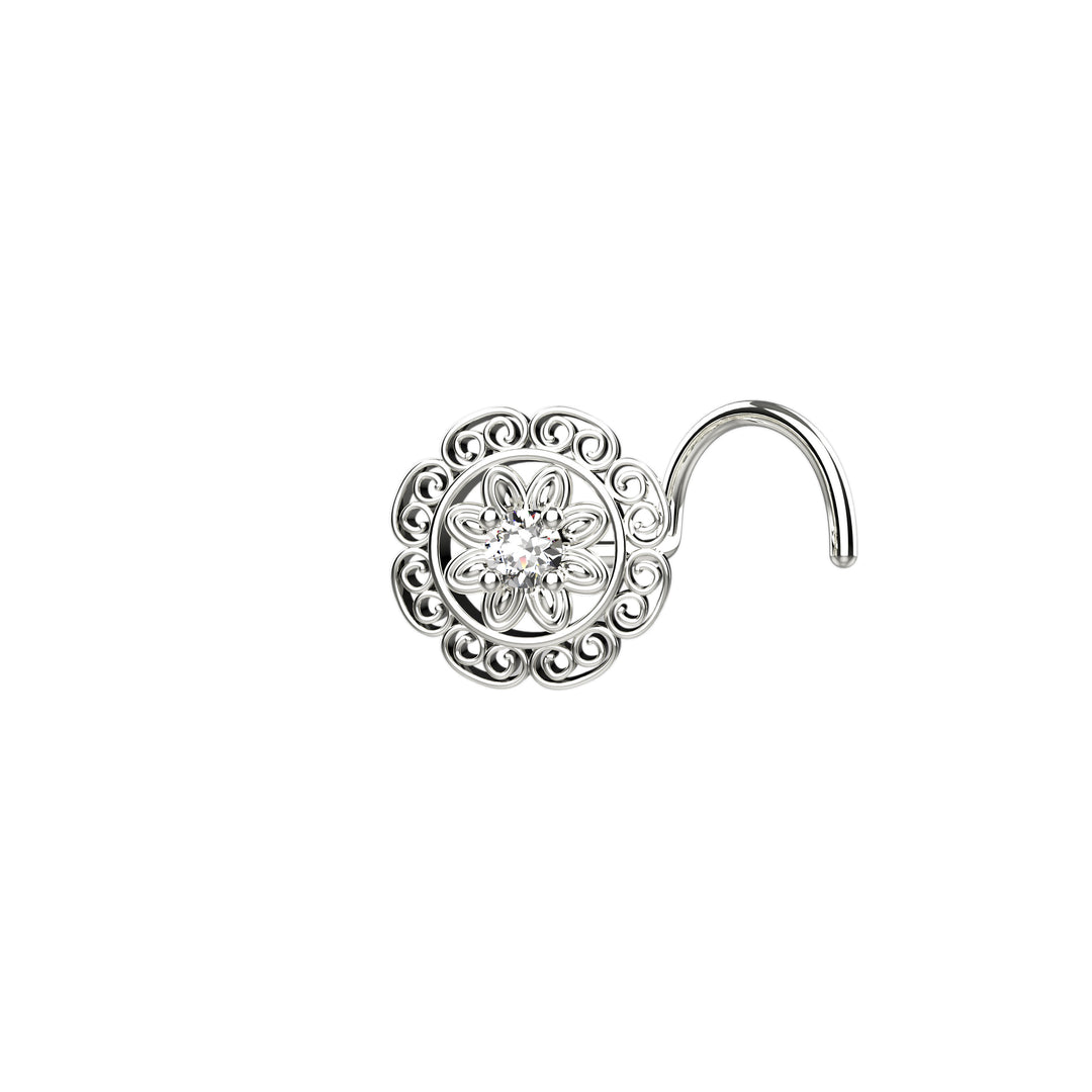 Sterling silver filigree nose hoops