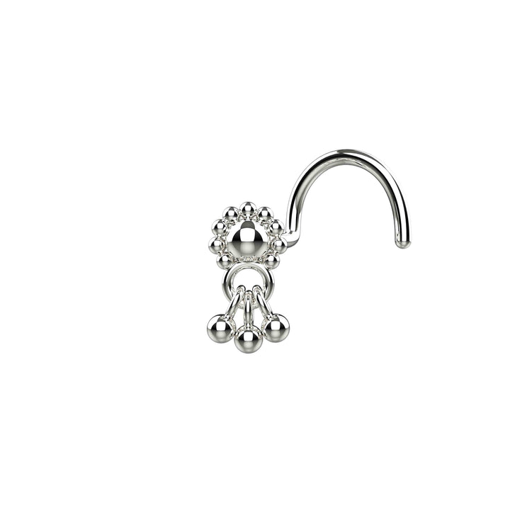 silver statement dangle nose studs