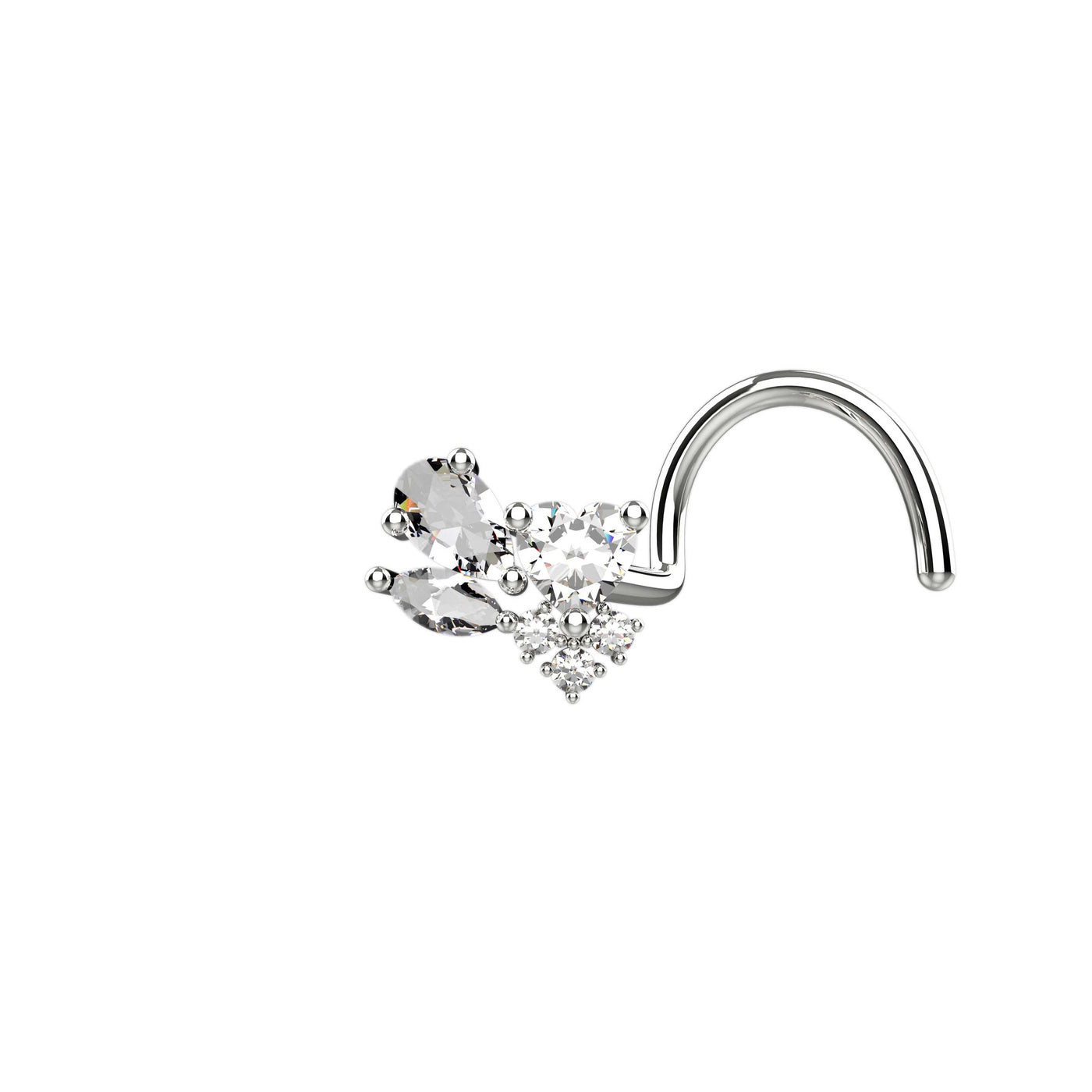 Clear nose studs silver 