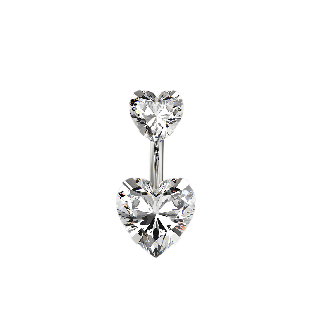 Clear Crystal Heart Belly Button Ring