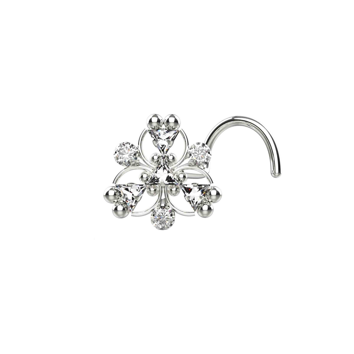 Triangle Shape Clear Crystal Gems Trillian Nose Rings