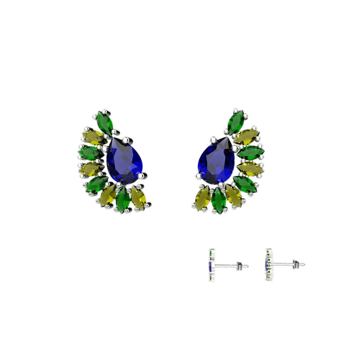 Sapphire ear climber earrings – dainty climbing studs