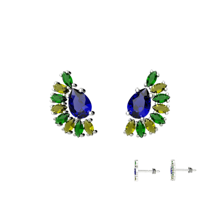 Sapphire ear climber earrings – dainty climbing studs