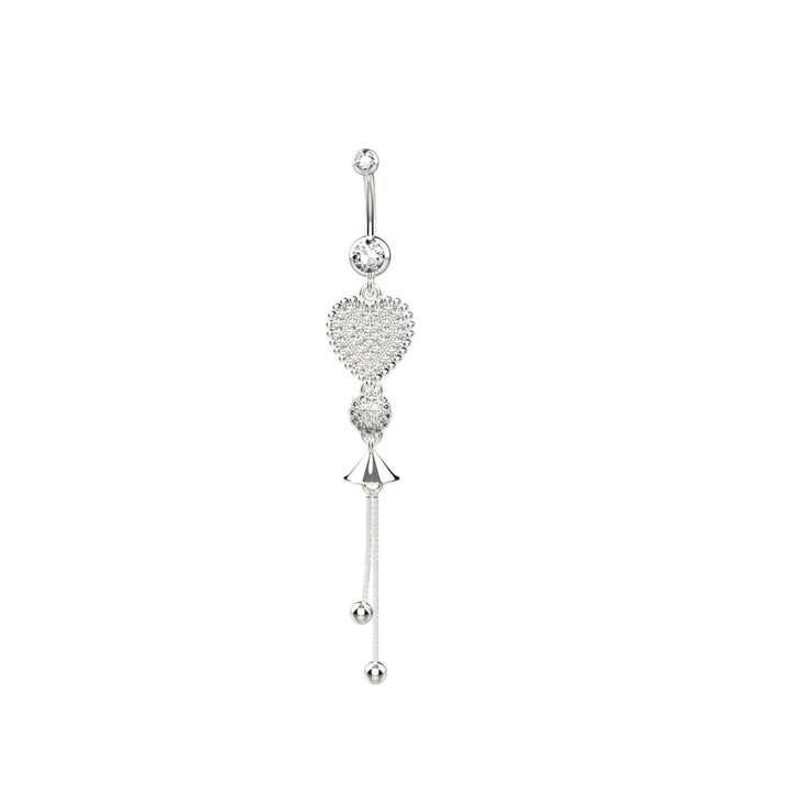 14G Crystal Heart Belly Button Ring