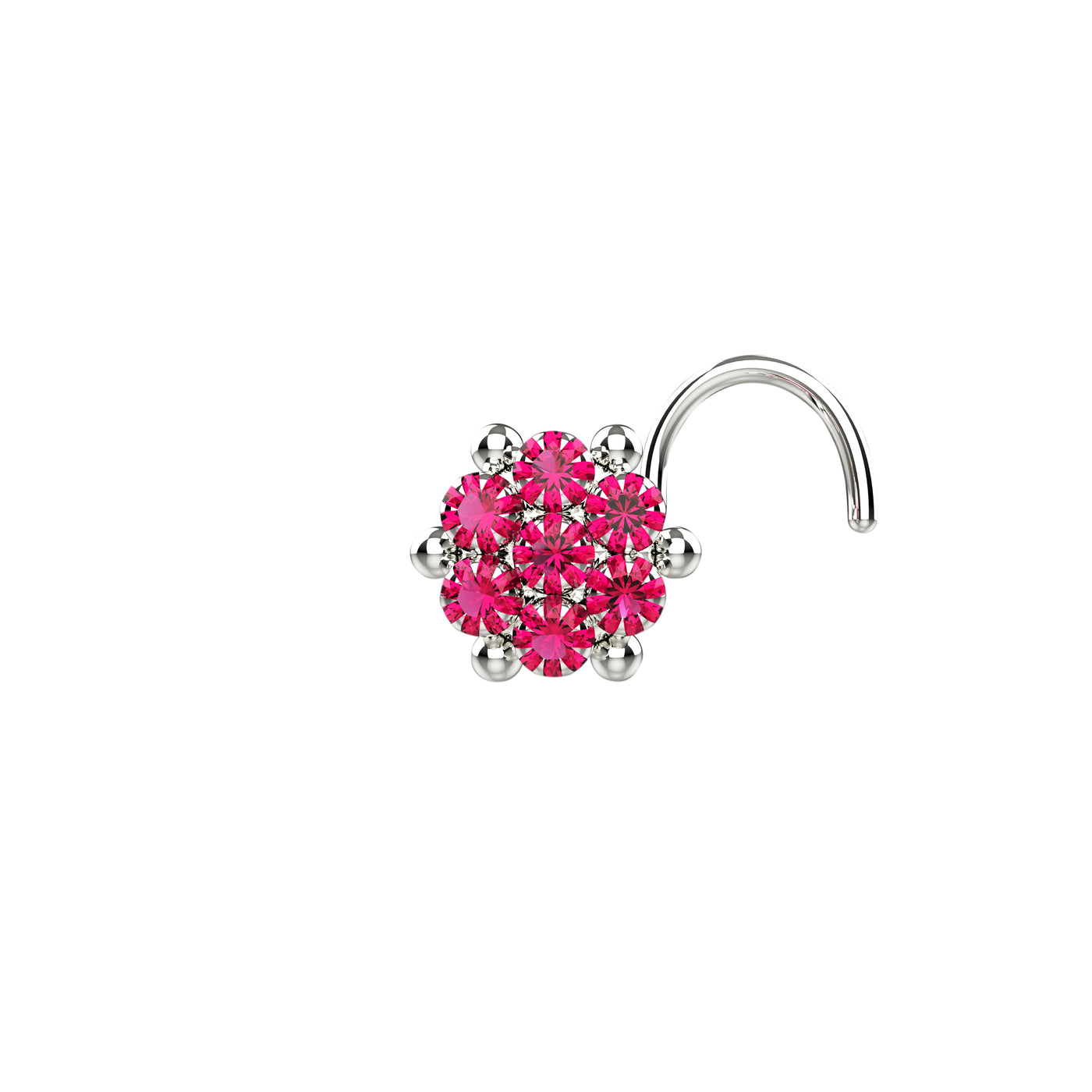 ruby red silver nose rings for women