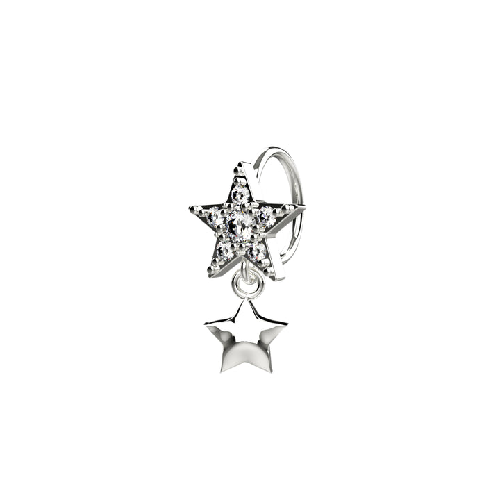 silver star diamond nose hoop