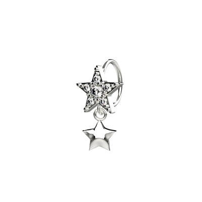 silver star diamond nose hoop