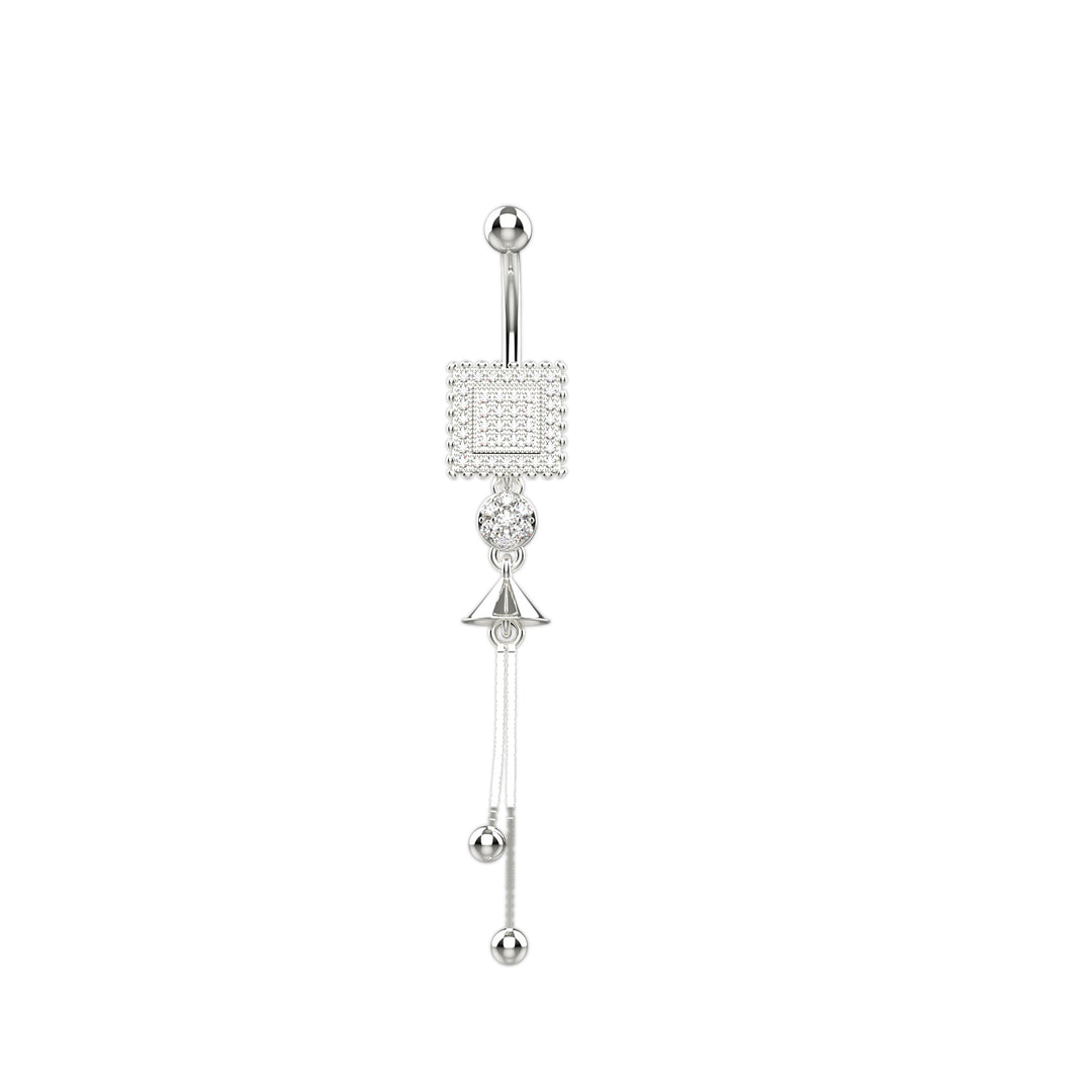 14G Gold Plated Clear Gems Belly Button Ring