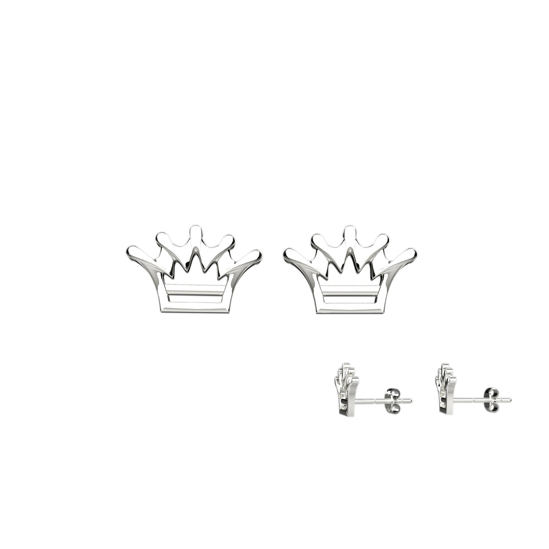 Princess Crown Studs in Sterling Silver