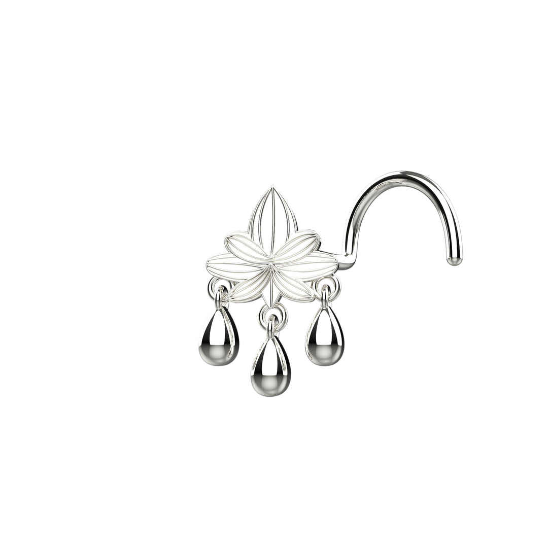 Nose ring with charm – dainty dangle nose stud