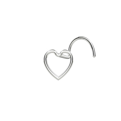 Sterling silver heart nose ring