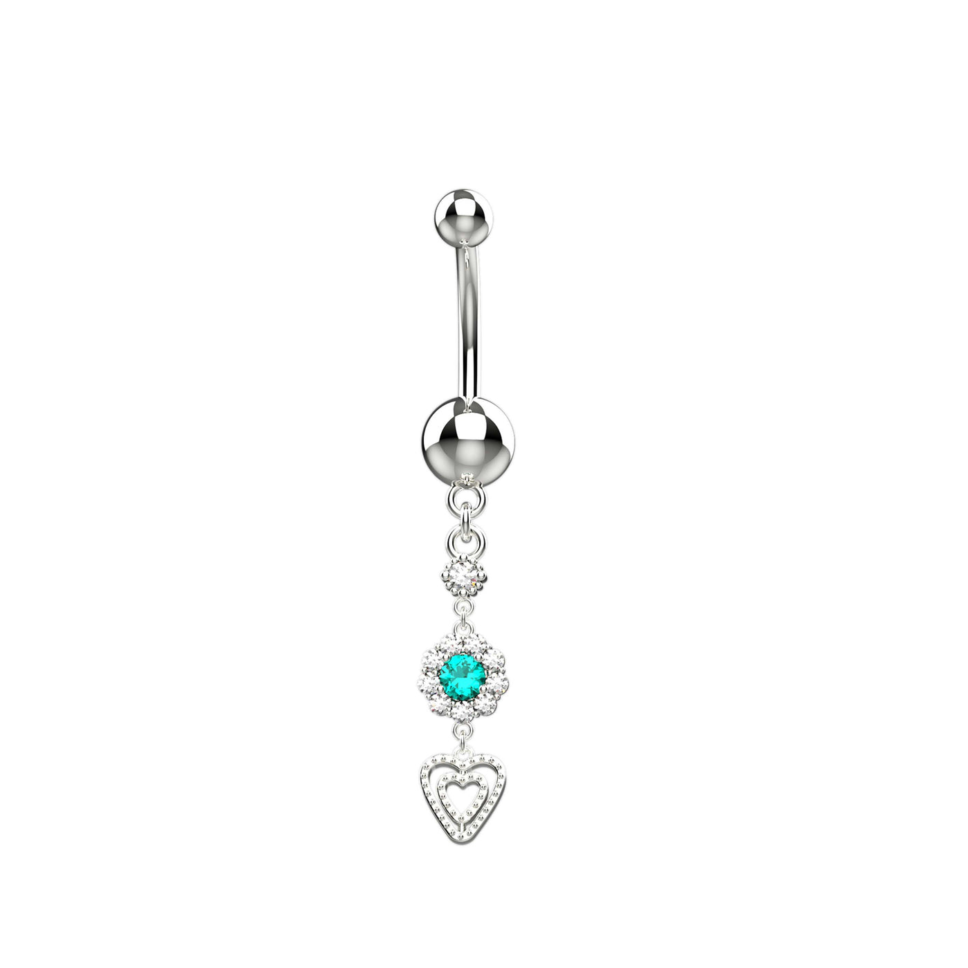 Heart Dangling End Belly Ring