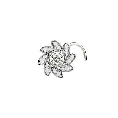 Crystal Clear Stone Tiny Flower Nose Stud