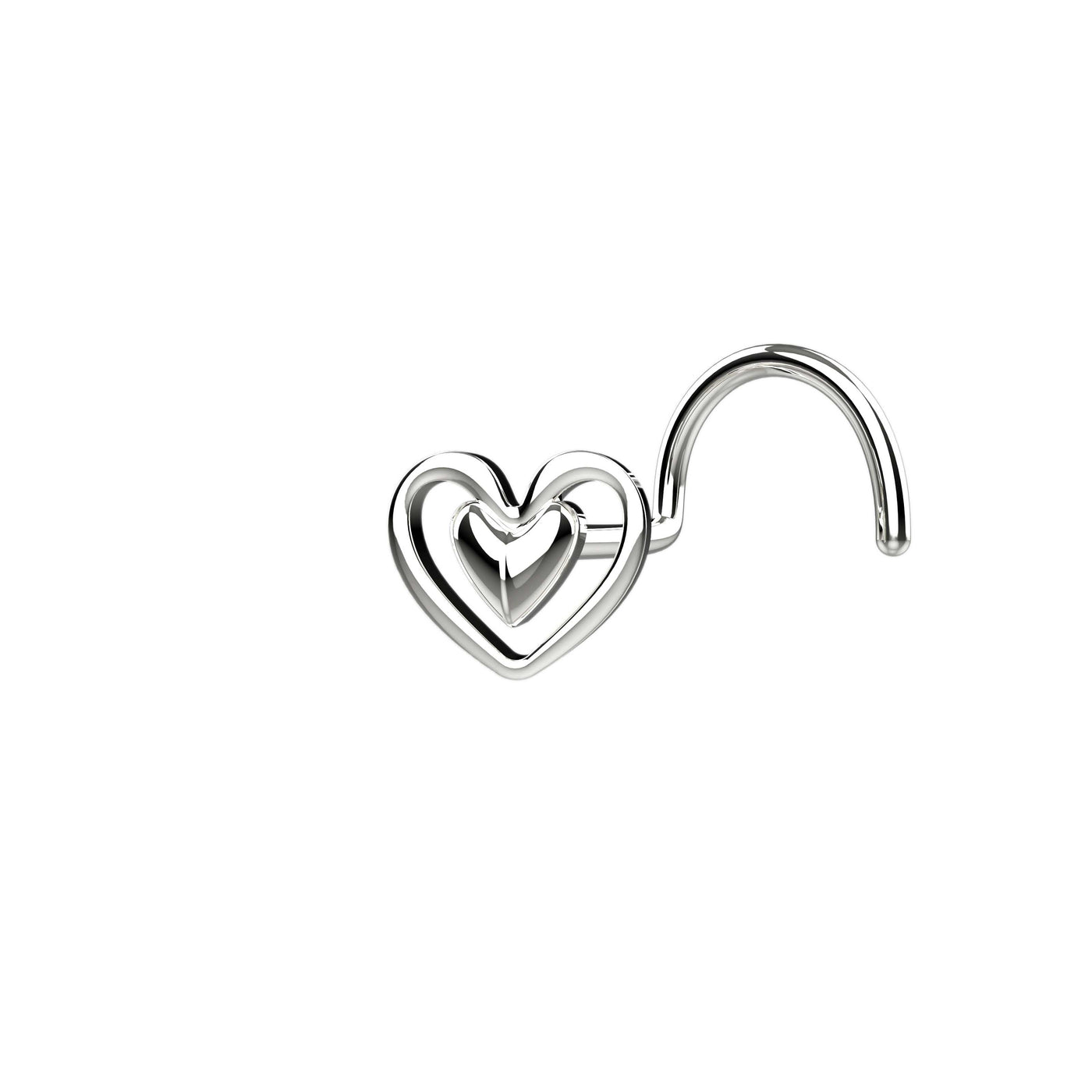 Fashionable heart nose rings silver 