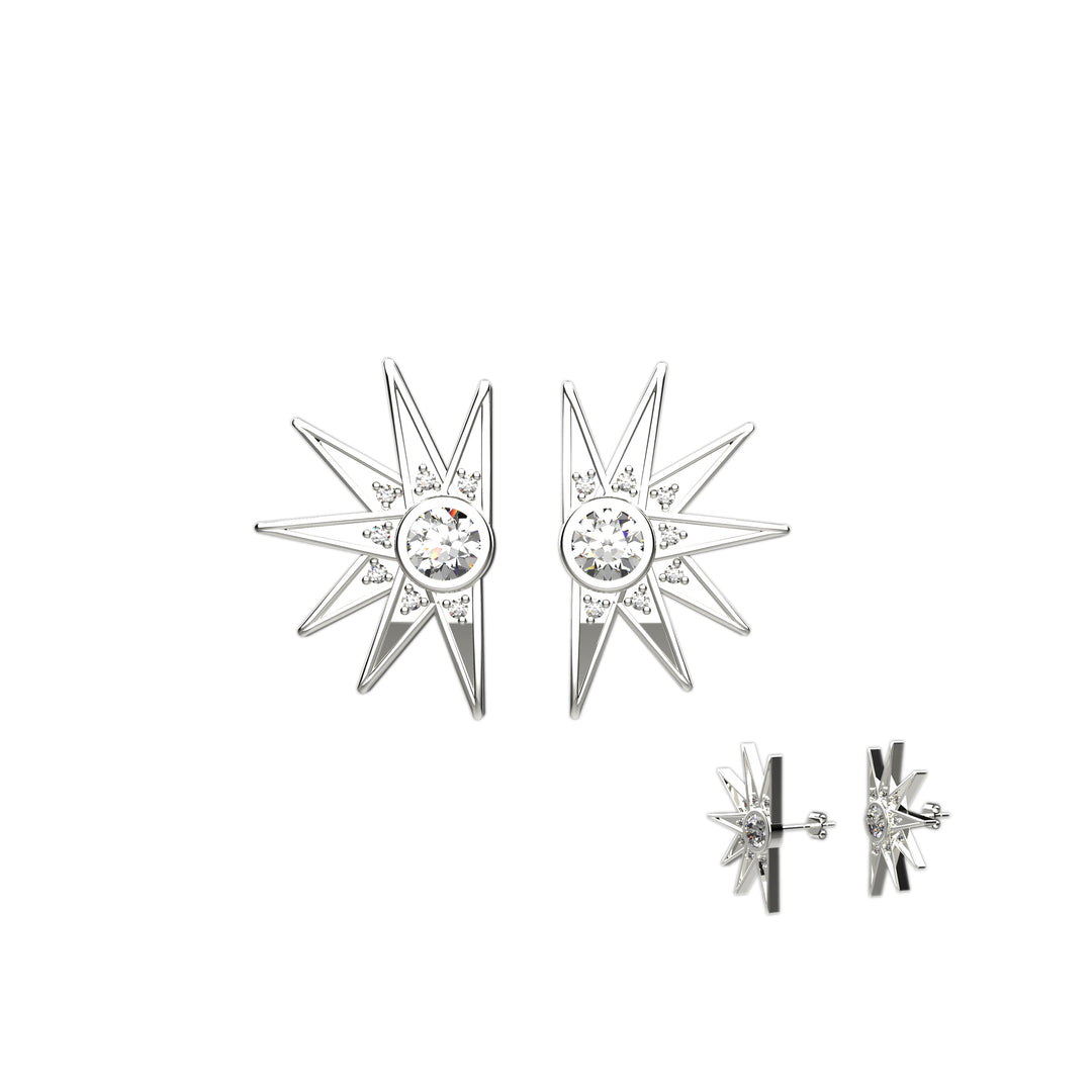 Sterling Silver Sun Studs for Ear Piercing