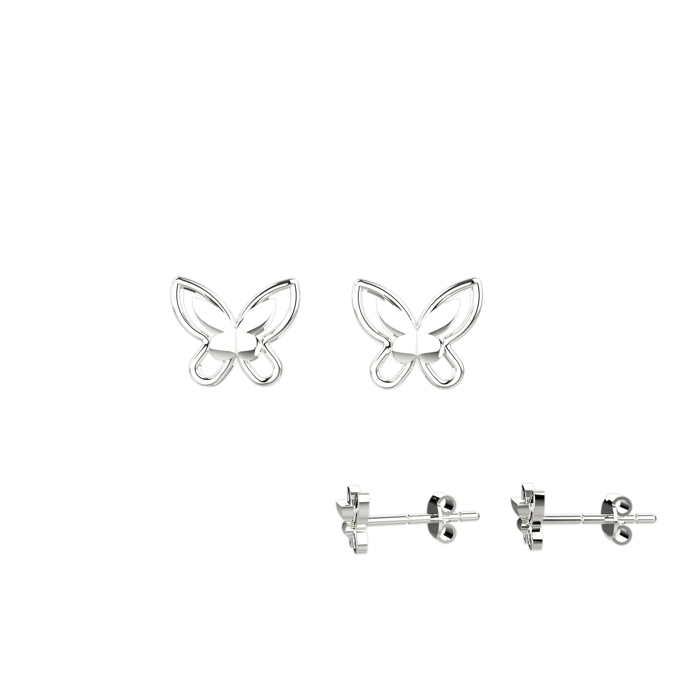 Delicate Silver Butterfly Stud Earrings