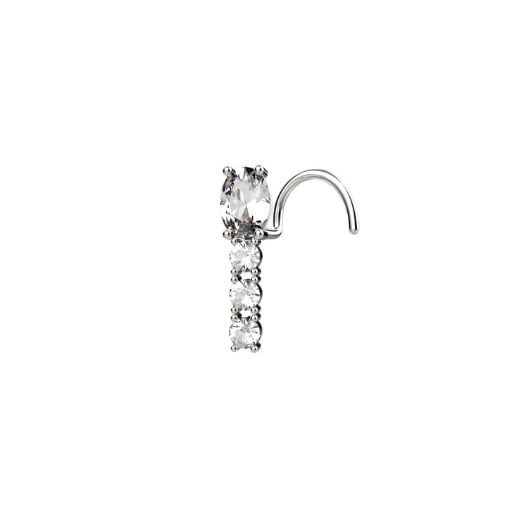 3 Cubic Zircon Stone Dangling Nose Stud