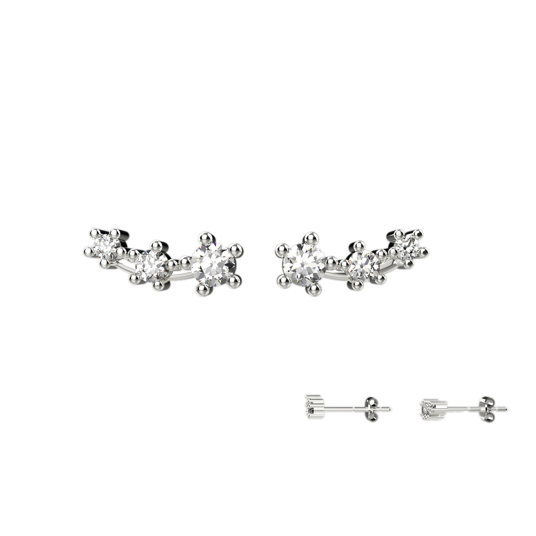 Climber Stud Earrings in Silver