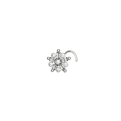 Clear Crystal Gold Plated Flower Nose Pin