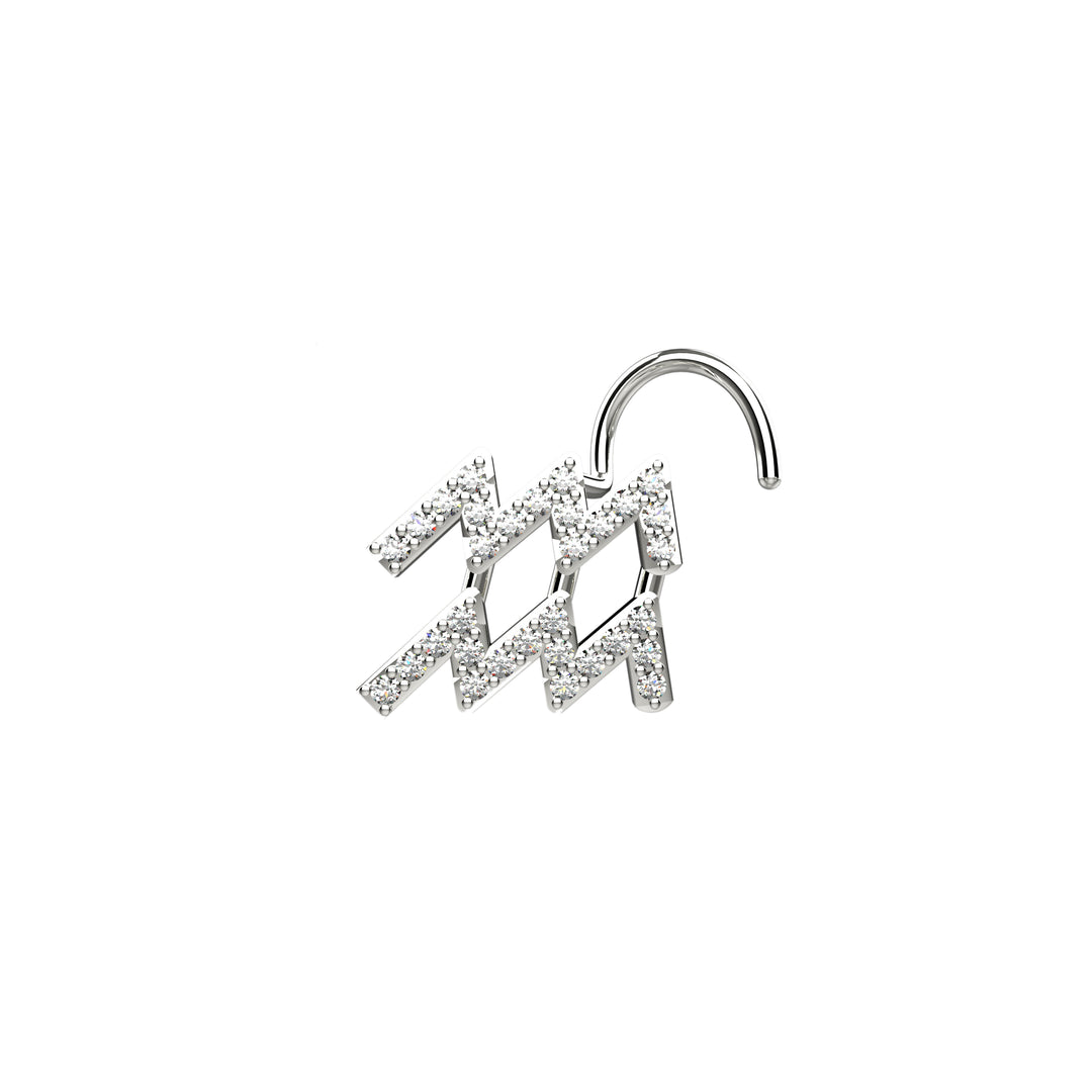 Aquarius Zodiac Sign Nose Stud