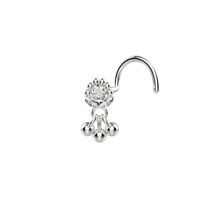 Stud and dangle nose rings silver 