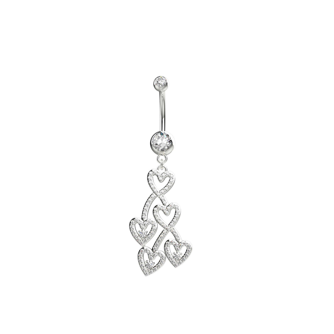 Cubic Zirconia Heart Belly Button Ring