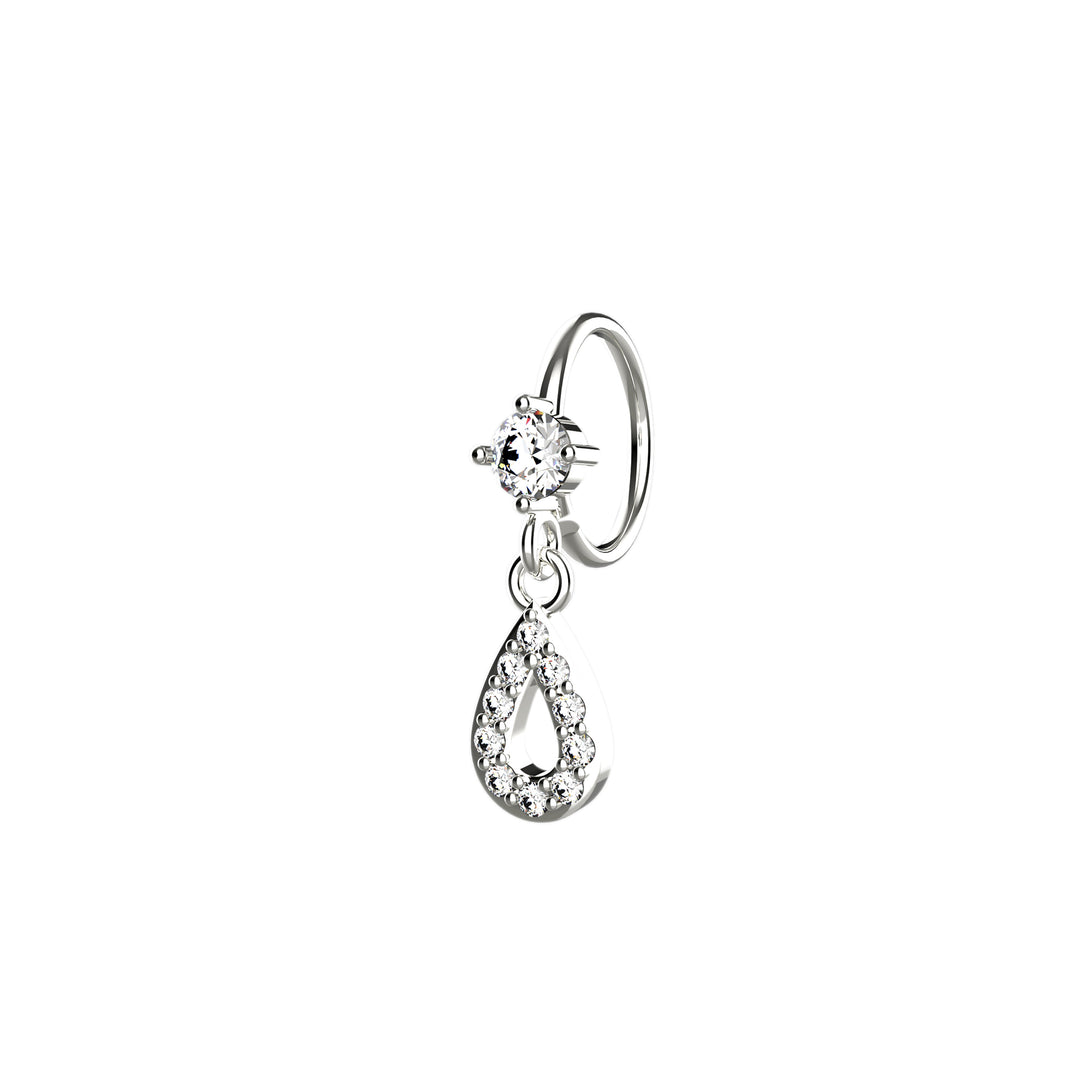 silver dangle nose ring stud