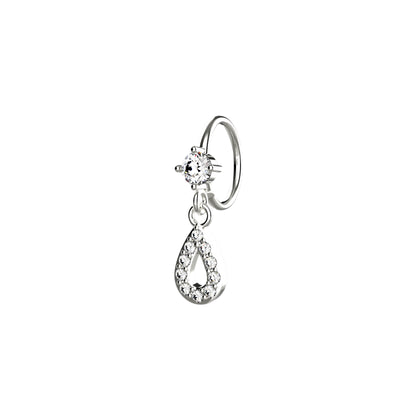 silver dangle nose ring stud