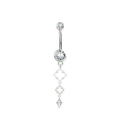 Clear Gems Dangling Navel Ring Belly Jewelry