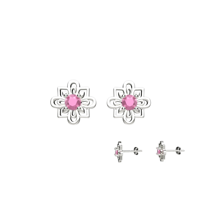 Flower Silver Stud Earrings