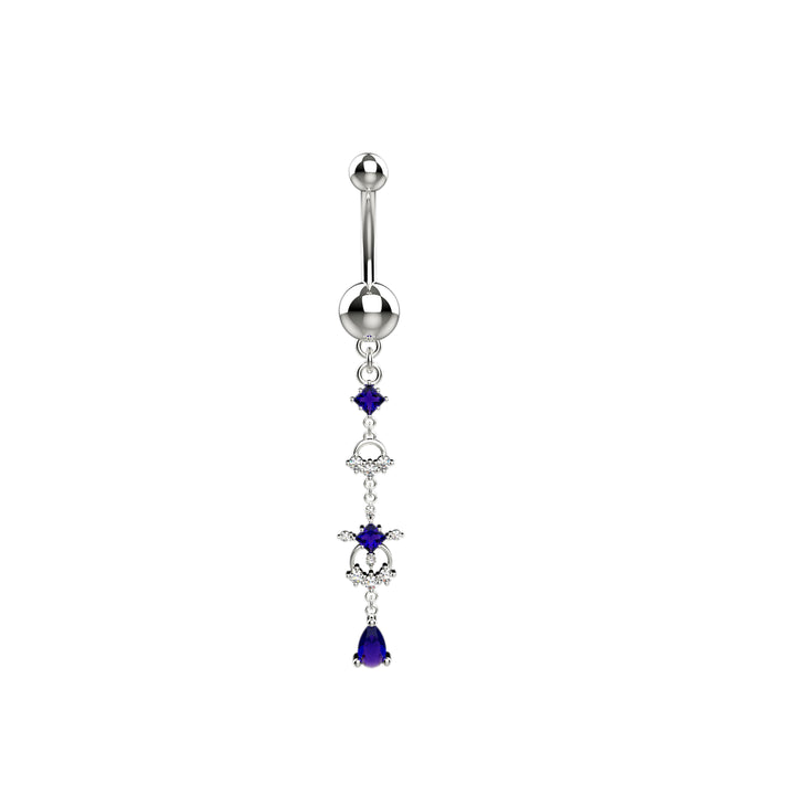 925 Sterling Silver Long Dangling Belly Piercing