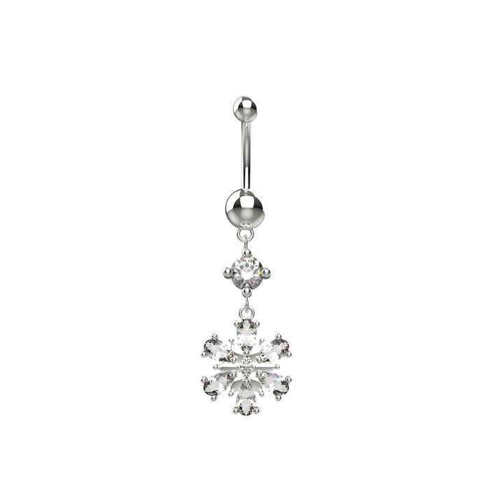 14G Cubic Zirconia Flower Belly Ring