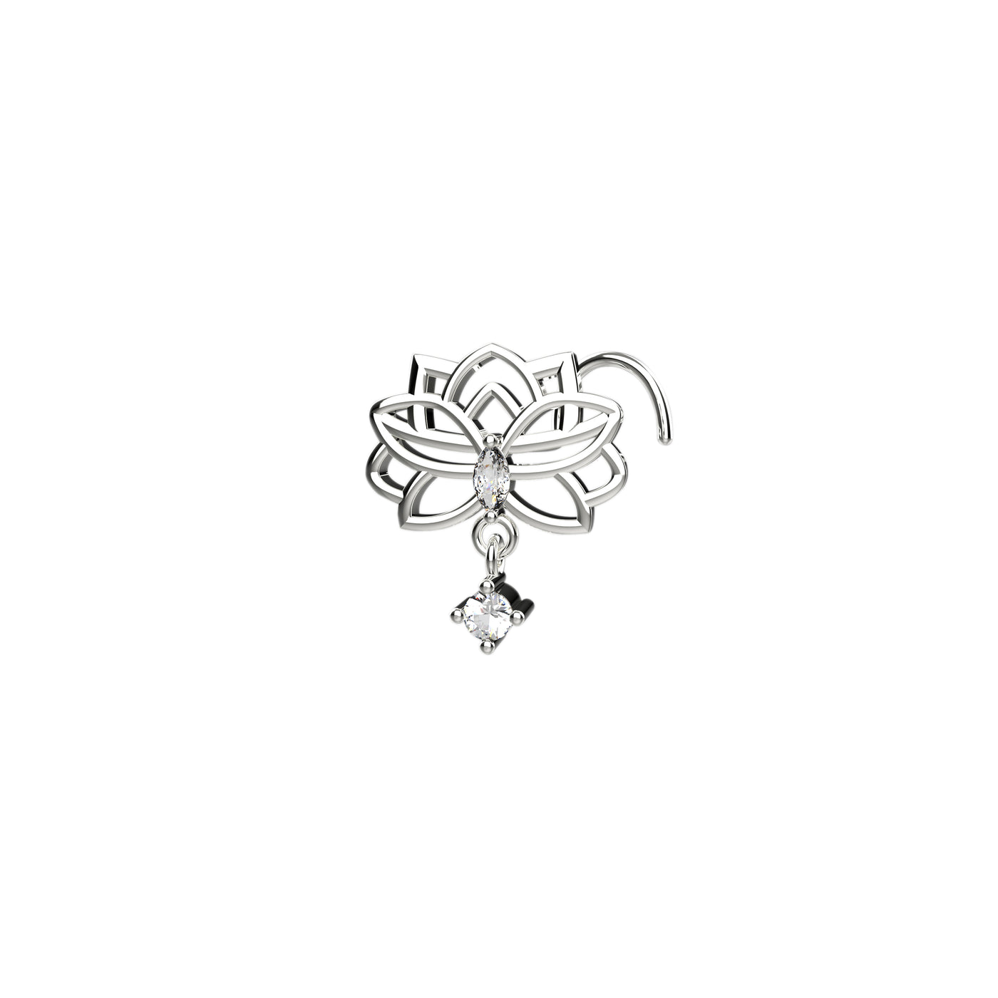 Lotus Flower Marquise Stone Paved Nose Stud