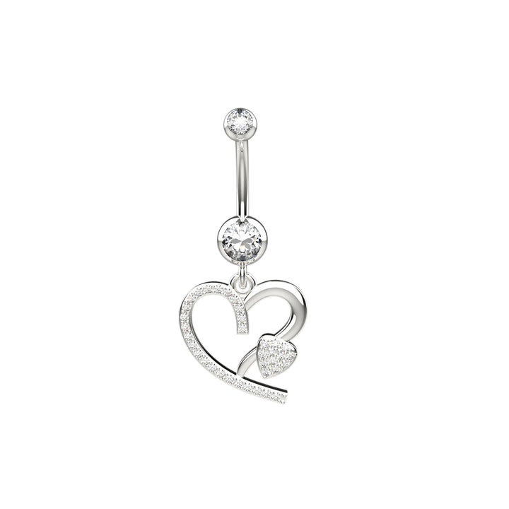 CZ Diamond Heart Belly Ring Piercing Navel Ring